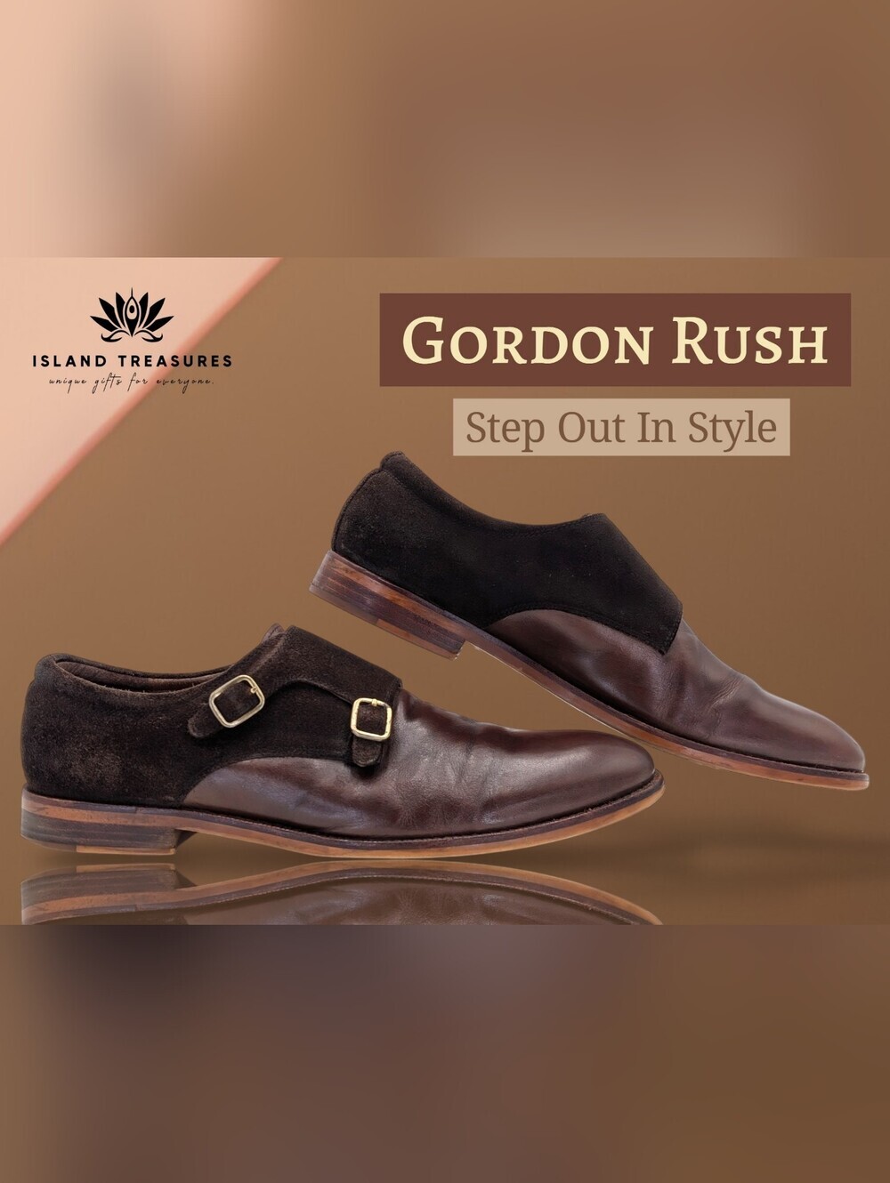 Gordon Rush Harper Sz 12 Men Double Monk Strap Brown Rich Calfskin Leather/Suede